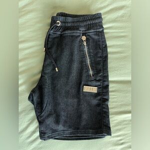 Black Jogger Shorts with Zipper Detail